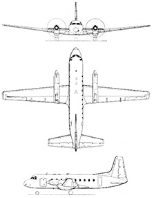 Plan 3 vues du Hawker-Siddeley HS-748 & HS-780 Andover