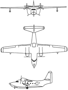 Plan 3 vues du Grumman HU-16 Albatross