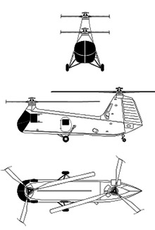 Plan 3 vues du Piasecki HUP Retriever / H-25 Army Mule