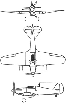 Plan 3 vues du Hawker  Hurricane