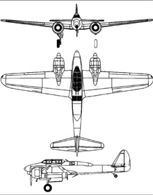 Plan 3 vues du Nakajima J1N Gekko ‘Irving’