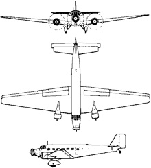 Plan 3 vues du Junkers Ju 52