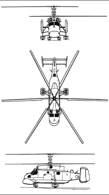 Plan 3 vues du Kamov Ka-25  ‘Hormone’