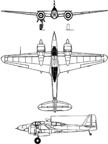 Plan 3 vues du Kawasaki Ki-102  ‘Randy’