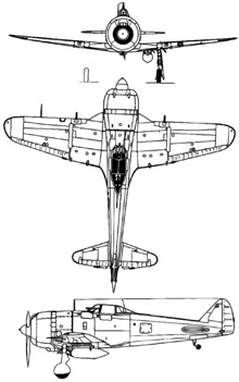 Plan 3 vues du Nakajima Ki-44 Shoki 'Tojo'