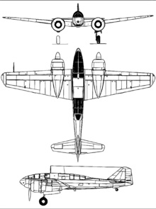 Plan 3 vues du Mitsubishi Ki-46  ‘Dinah’