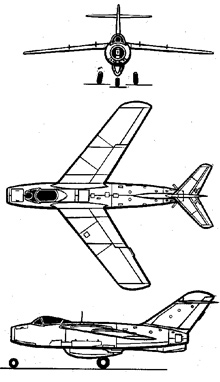 Plan 3 vues du Lavotchkin La-15 'Fantail'