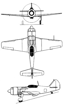 Plan 3 vues du Lavotchkin La-9 / La-11 Fang