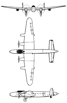 Plan 3 vues du Avro Lancastrian