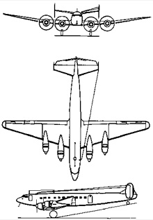 Plan 3 vues du Sud-Est SE.161 Languedoc