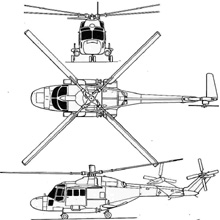 Plan 3 vues du Westland  Lynx
