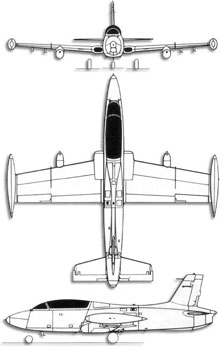 Plan 3 vues du Aermacchi MB-326