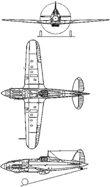 Plan 3 vues du Macchi MC.202 Folgore