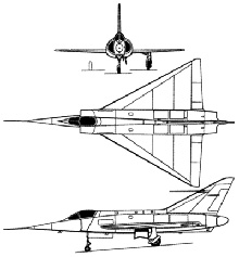 Plan 3 vues du Dassault MD.550 Mystère Delta / Mirage I