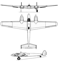 Plan 3 vues du Messerschmitt Me 261