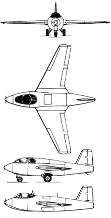 Plan 3 vues du Messerschmitt Me 263