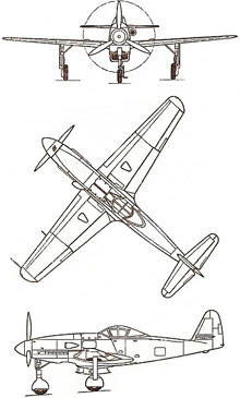 Plan 3 vues du Messerschmitt Me 309