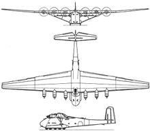 Plan 3 vues du Messerschmitt Me 323 Gigant