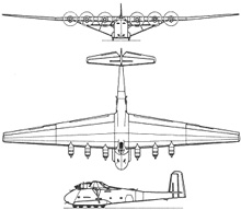 Plan 3 vues du Messerschmitt Me 323 Gigant