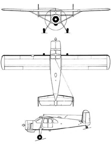 Plan 3 vues du Max Holste  MH.1521 Broussard