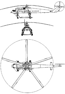 Plan 3 vues du Mil Mi-10  'Harke'