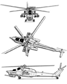 Plan 3 vues du Mil Mi-28  ‘Havoc’