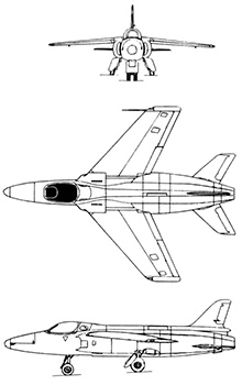 Plan 3 vues du Folland Fo.139 Midge