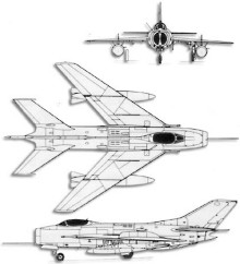 Plan 3 vues du Mikoyan-Gurevich MiG-19  ‘Farmer’