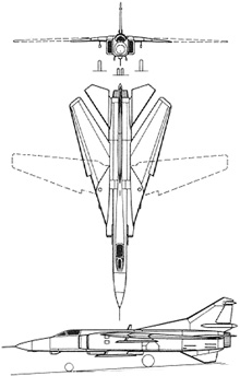 Plan 3 vues du Mikoyan-Gurevich MiG-23  ‘Flogger’
