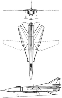 Plan 3 vues du Mikoyan-Gurevich MiG-23  'Flogger'