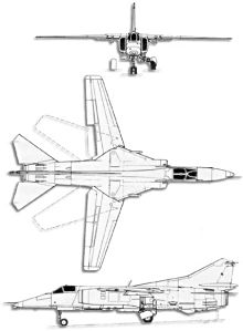 Plan 3 vues du Mikoyan-Gurevich MiG-27  'Flogger'