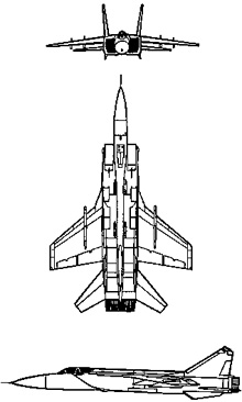 Plan 3 vues du Mikoyan MiG-31  ‘Foxhound’