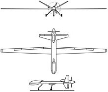 Plan 3 vues du General Atomics MQ-9 Reaper