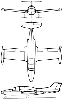 Plan 3 vues du Morane-Saulnier MS.760 Paris