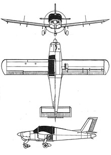 Plan 3 vues du Socata MS.880 Rallye