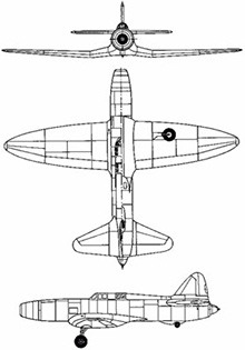 Plan 3 vues du Caproni-Campini N.1