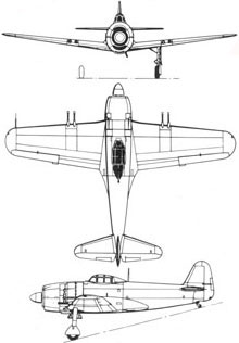 Plan 3 vues du Kawanishi N1K1-J Shiden 'George'