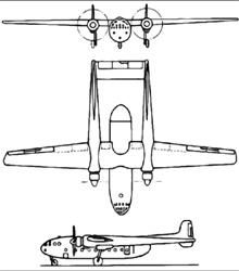 Plan 3 vues du Nord N.2501 Noratlas