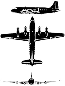 Plan 3 vues du Canadair CL-2/DC-4M North Star