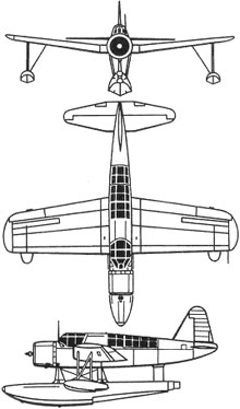 Plan 3 vues du Vought OS2U Kingfisher