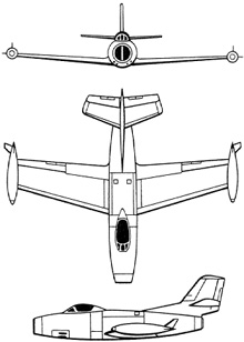 Plan 3 vues du Dassault MD.450 Ouragan