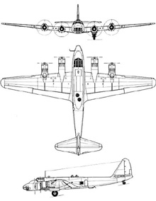 Plan 3 vues du Piaggio P.108