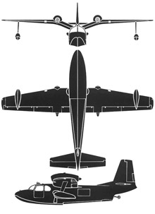 Plan 3 vues du Piaggio P-136