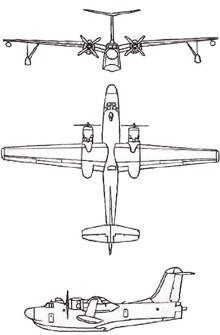 Plan 3 vues du Martin P5M Marlin