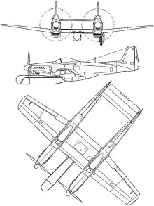 Plan 3 vues du North American P-82 Twin Mustang