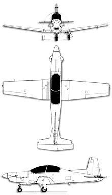 Plan 3 vues du Pilatus PC-9