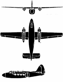 Plan 3 vues du Percival P-66 Pembroke