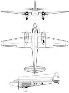 Plan 3 vues du Potez 56/560