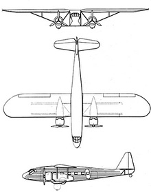 Plan 3 vues du Potez 65/650