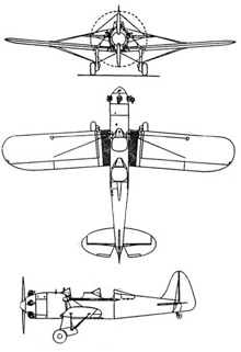 Plan 3 vues du Ryan PT16/PT-22 Recruit